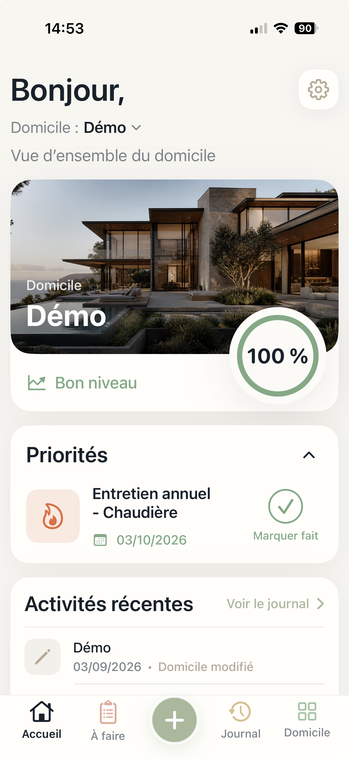 Gestion Domicile sur iPhone