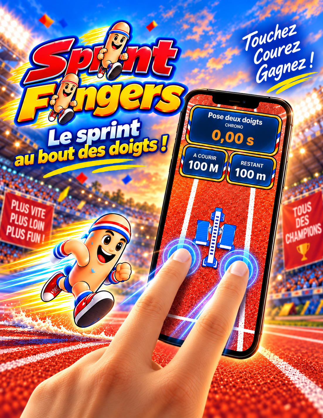 Main posant deux doigts sur l’écran de Sprint Fingers